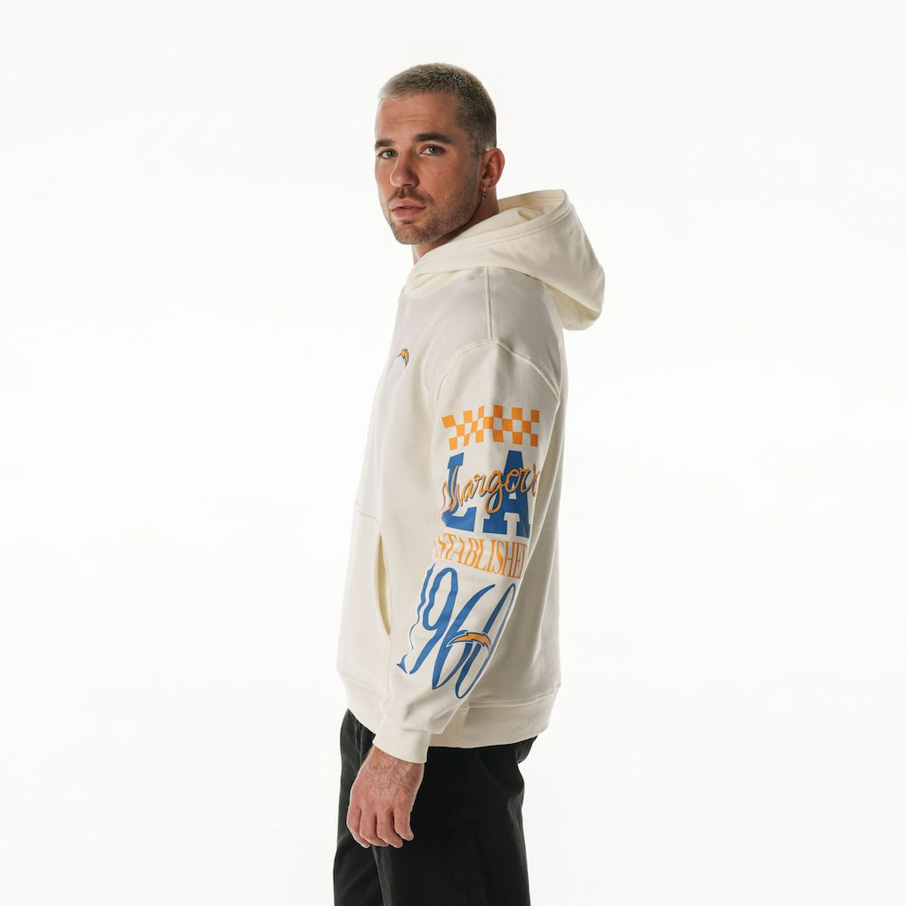 NFL Los Angeles Chargers The Wild Collective Unisex Stacked Graphic Sleeve Fleece Hoodie