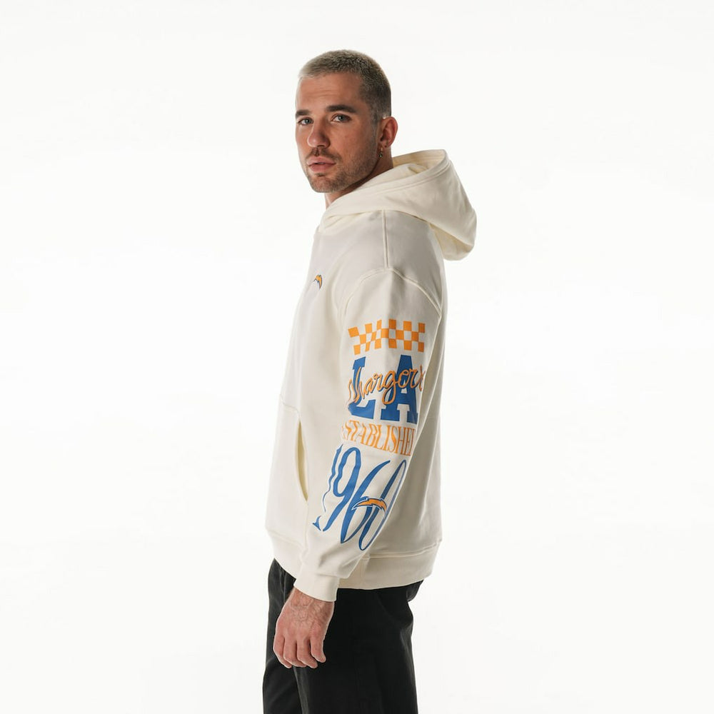 NFL Los Angeles Chargers The Wild Collective Unisex Stacked Graphic Sleeve Fleece Hoodie