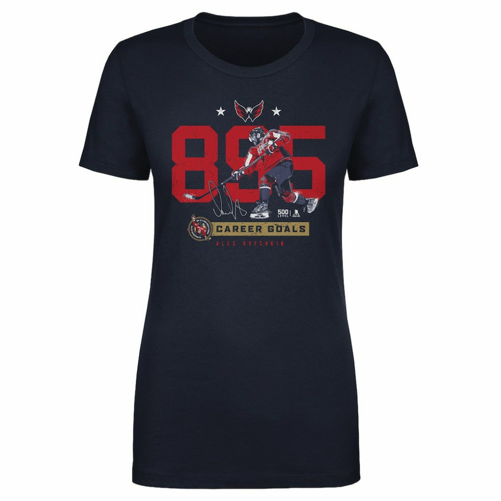 Alexander Ovechkin Washington Capitals 500 Level Women's NHL All-Time Leading Goal Scorer Number T-Shirt