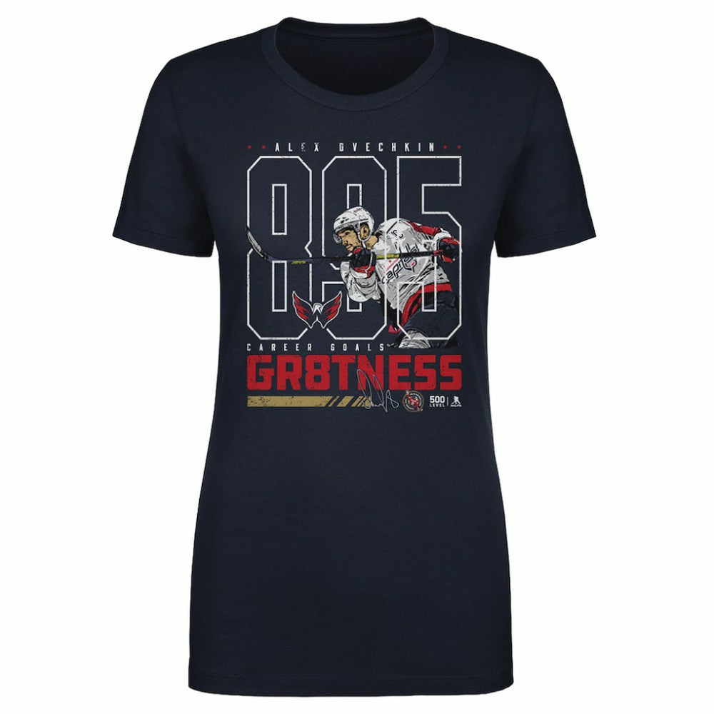 Alexander Ovechkin Washington Capitals 500 Level Women's NHL All-Time Leading Goal Scorer Outline T-Shirt