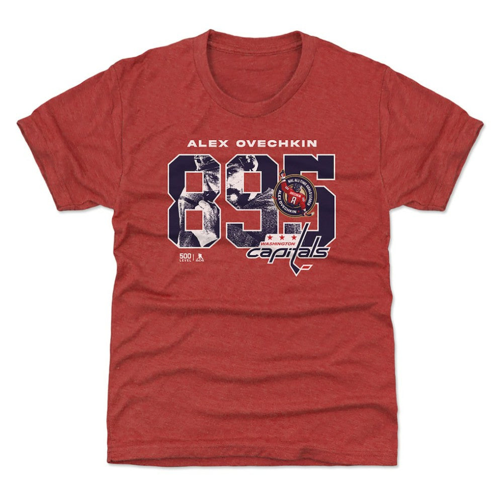 Alexander Ovechkin Washington Capitals 500 Level Youth NHL All-Time Leading Goal Scorer Overlay T-Shirt