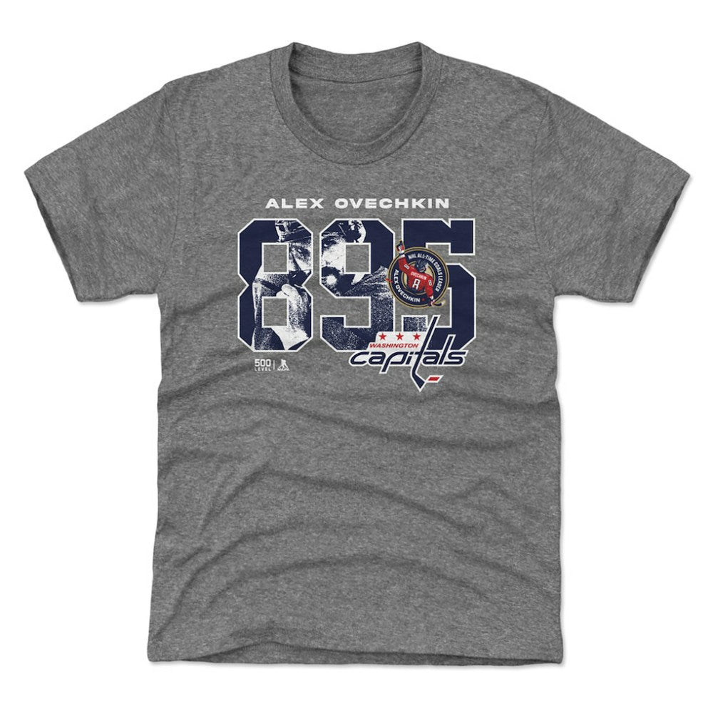 Alexander Ovechkin Washington Capitals 500 Level Youth NHL All-Time Leading Goal Scorer Overlay T-Shirt