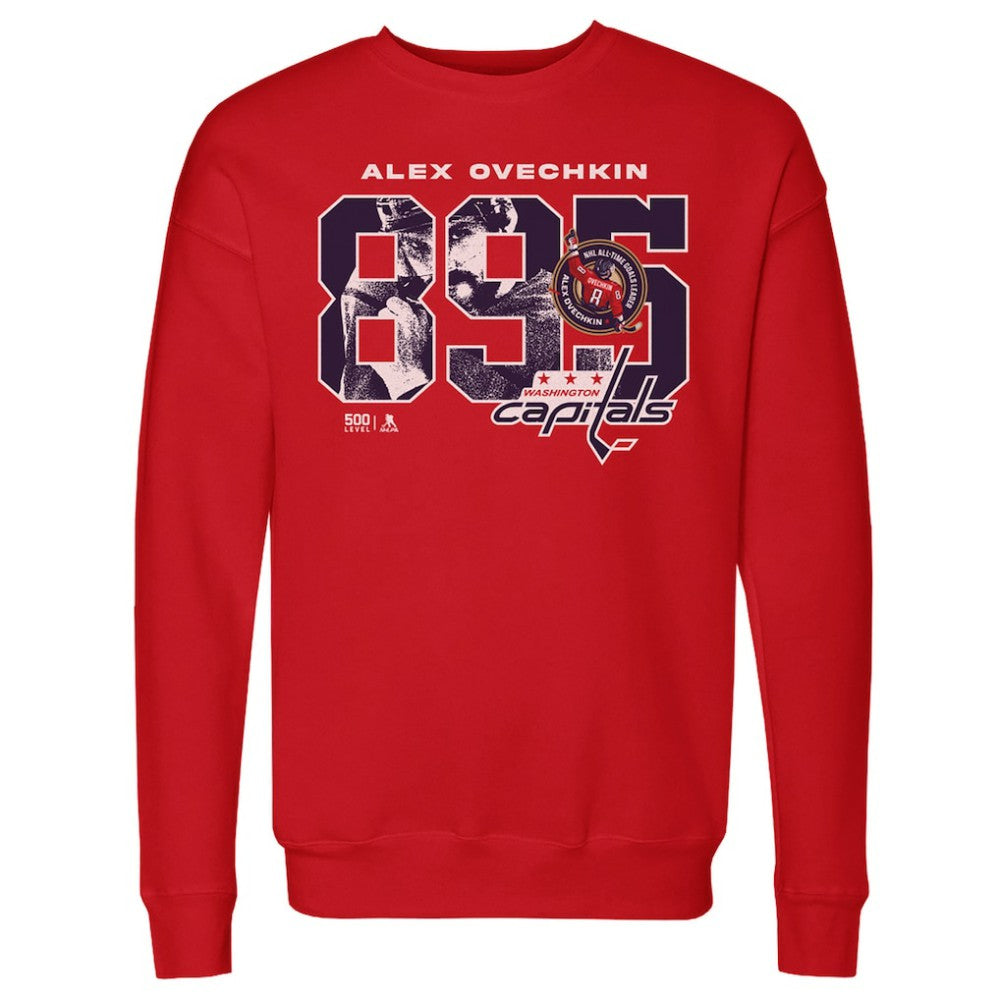 Alexander Ovechkin Washington Capitals 500 Level NHL All-Time Leading Goal Scorer Overlay Pullover Sweatshirt
