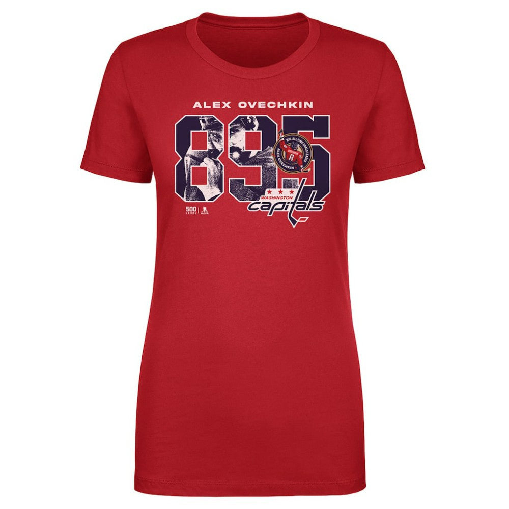 Alexander Ovechkin Washington Capitals 500 Level Women's NHL All-Time Leading Goal Scorer Overlay T-Shirt