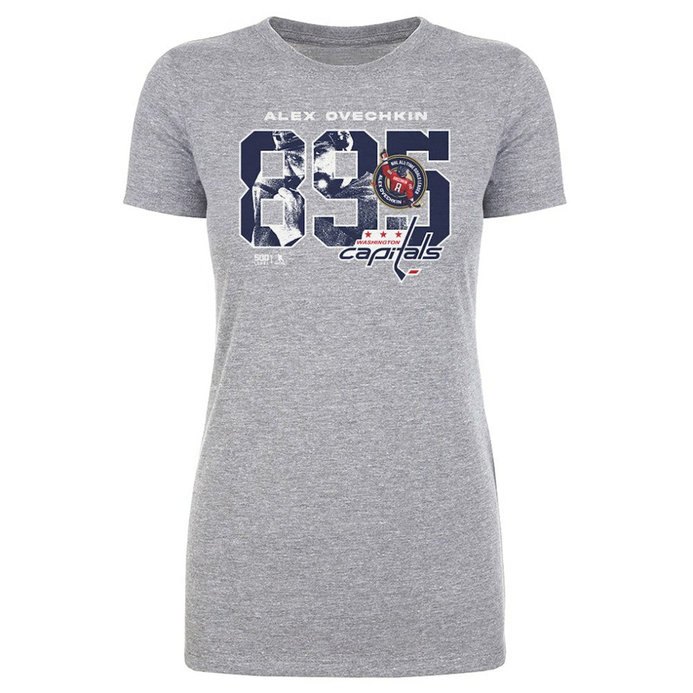 Alexander Ovechkin Washington Capitals 500 Level Women's NHL All-Time Leading Goal Scorer Overlay T-Shirt