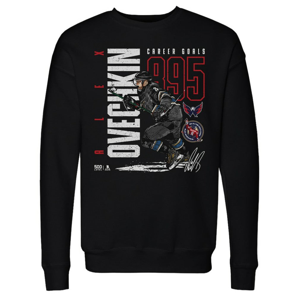 Alexander Ovechkin Washington Capitals 500 Level NHL All-Time Leading Goal Scorer Throwback Pullover Sweatshirt