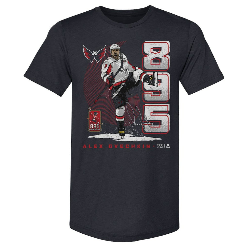 Alexander Ovechkin Washington Capitals 500 Level NHL All-Time Leading Goal Scorer Tri-Blend Vertical T-Shirt
