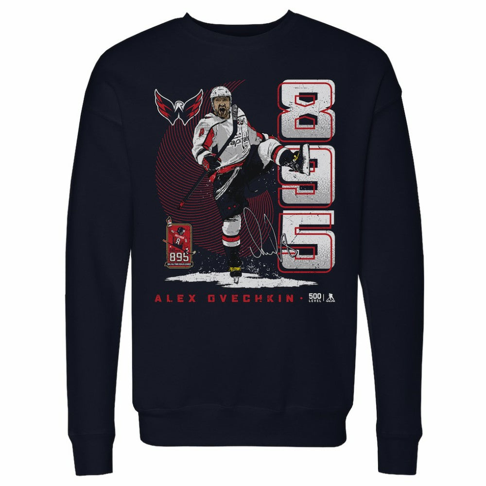 Alexander Ovechkin Washington Capitals 500 Level NHL All-Time Leading Goal Scorer Vertical Pullover Sweatshirt