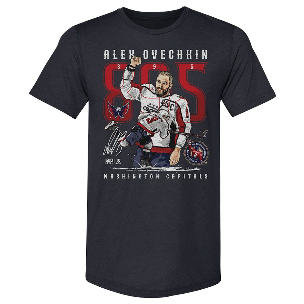 Alexander Ovechkin Washington Capitals 500 Level NHL All-Time Leading Goal Scorer Tri-Blend The Shot T-Shirt