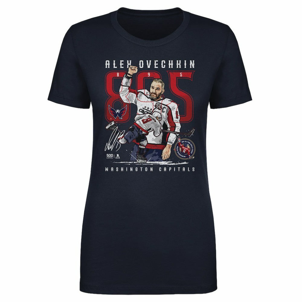 Alexander Ovechkin Washington Capitals 500 Level Women's NHL All-Time Leading Goal Scorer The Shot T-Shirt