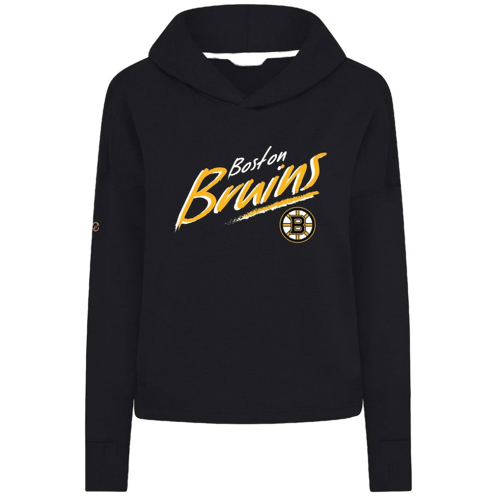 Boston Bruins Levelwear Women's Sweet Sizzle Tri-Blend Cropped Pullover Hoodie