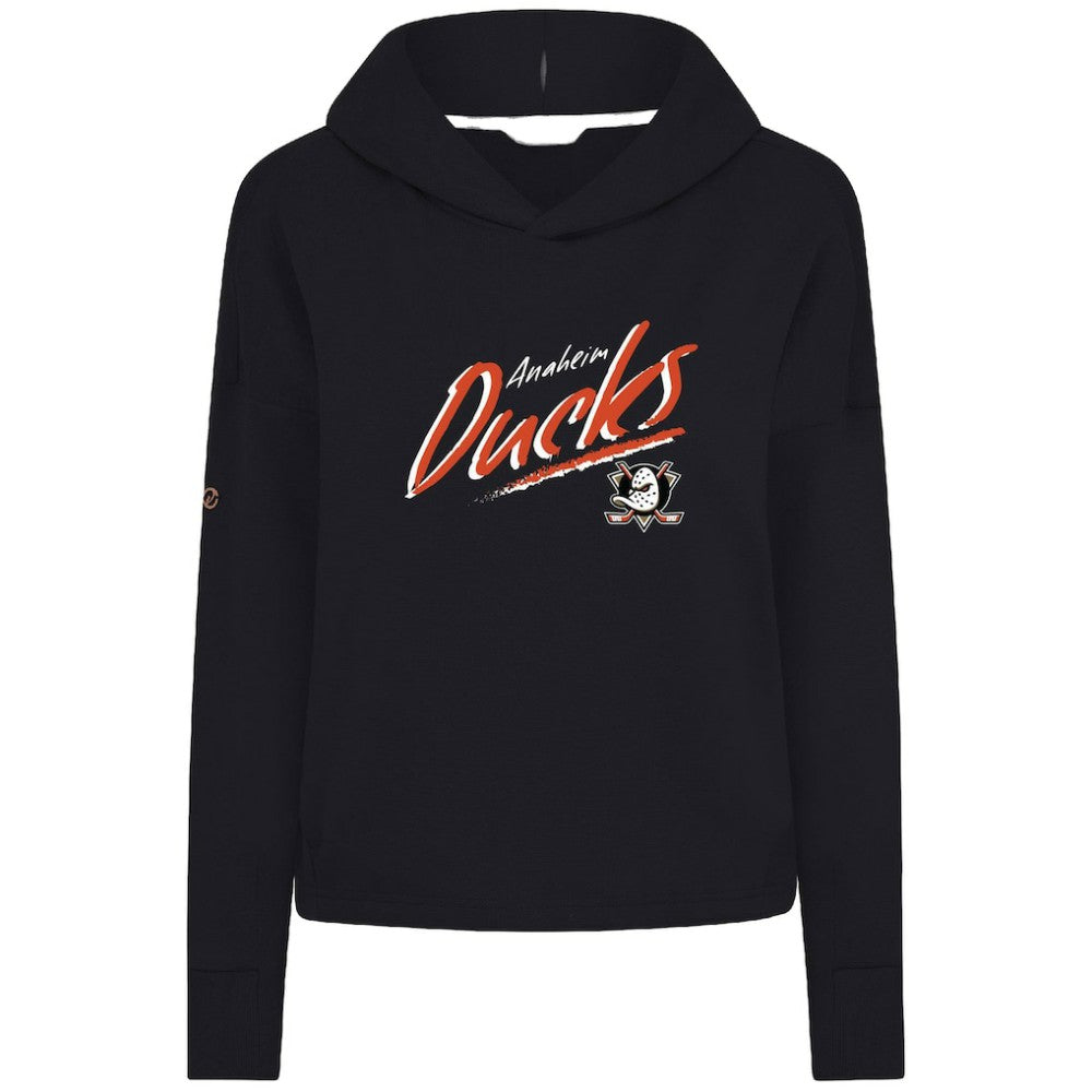 Anaheim Ducks Levelwear Women's Sweet Sizzle Tri-Blend Cropped Pullover Hoodie