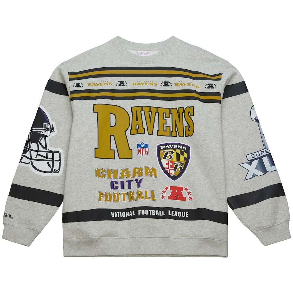 NFL Baltimore Ravens All Over Print Vintage Fleece Crewneck Sweatshirt