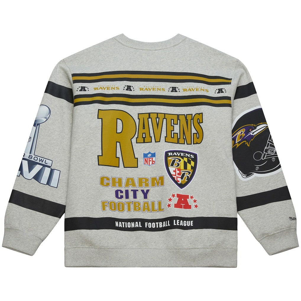 NFL Baltimore Ravens All Over Print Vintage Fleece Crewneck Sweatshirt