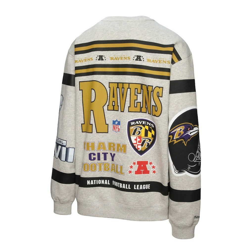 NFL Baltimore Ravens All Over Print Vintage Fleece Crewneck Sweatshirt
