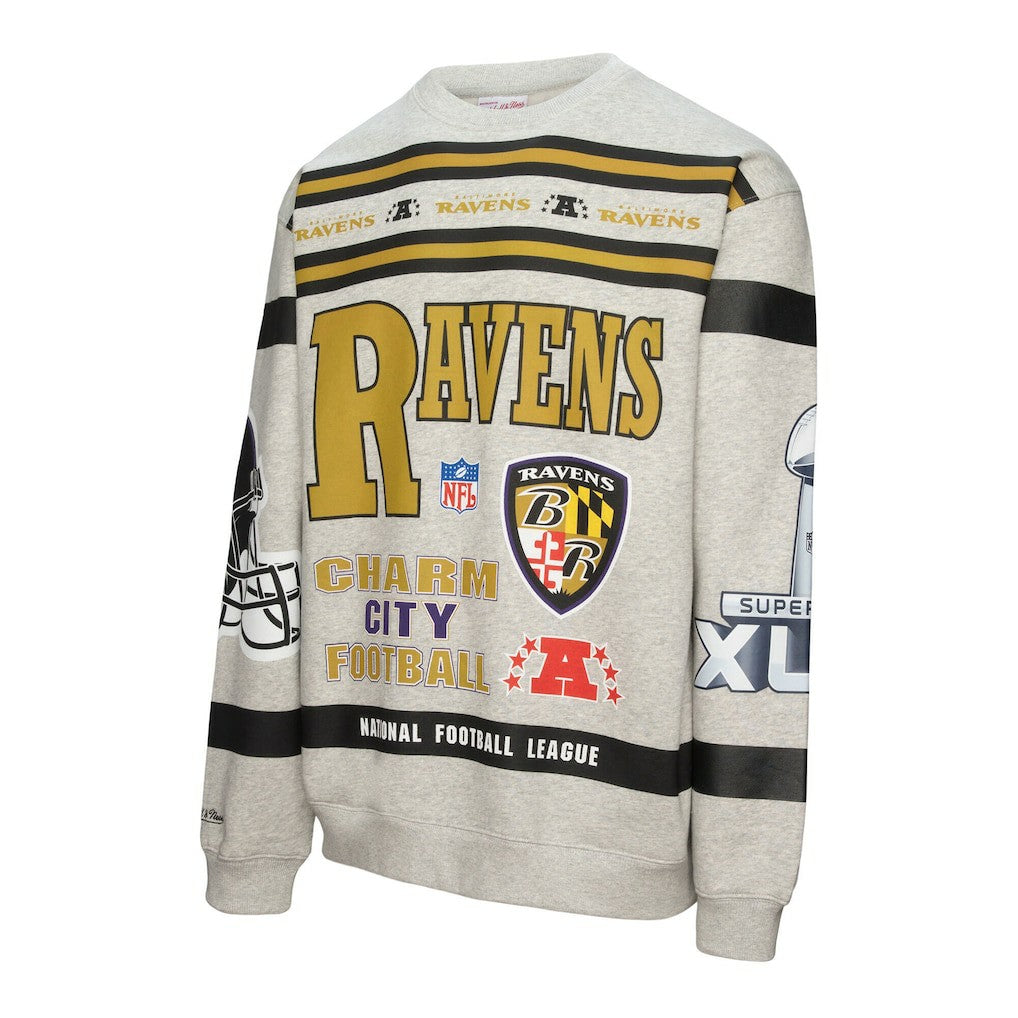 NFL Baltimore Ravens All Over Print Vintage Fleece Crewneck Sweatshirt