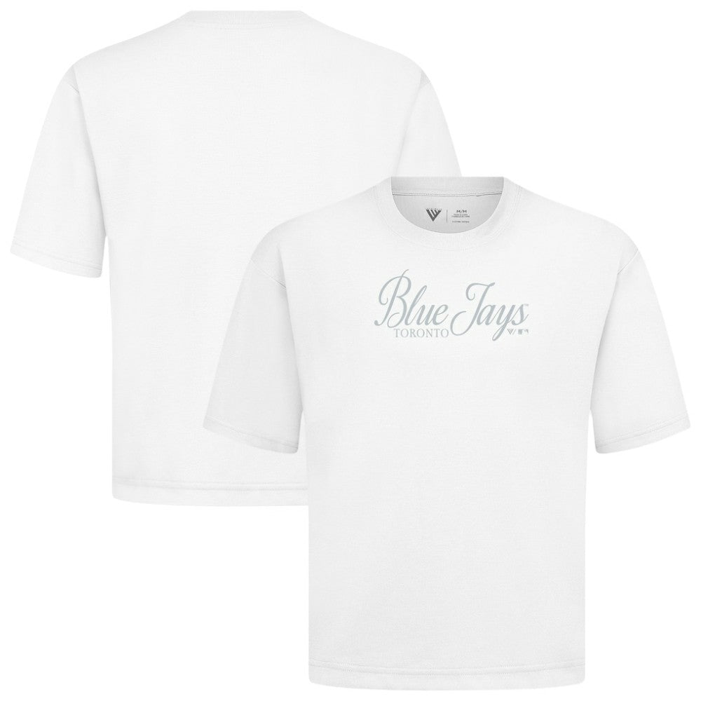 Toronto Blue Jays Levelwear Ethereal Oversized Luxe Signature Knit T-Shirt - White