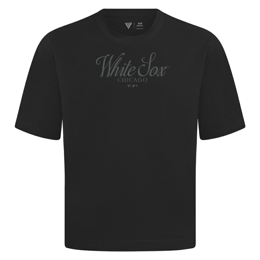 Chicago White Sox Levelwear Ethereal Oversized Luxe Signature Knit T-Shirt - Black