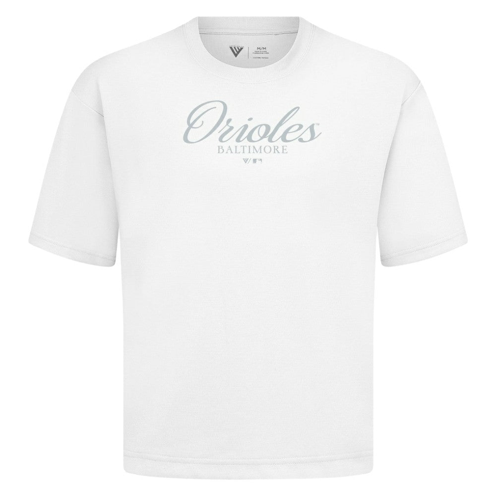 Baltimore Orioles Levelwear Ethereal Oversized Luxe Signature Knit T-Shirt - White