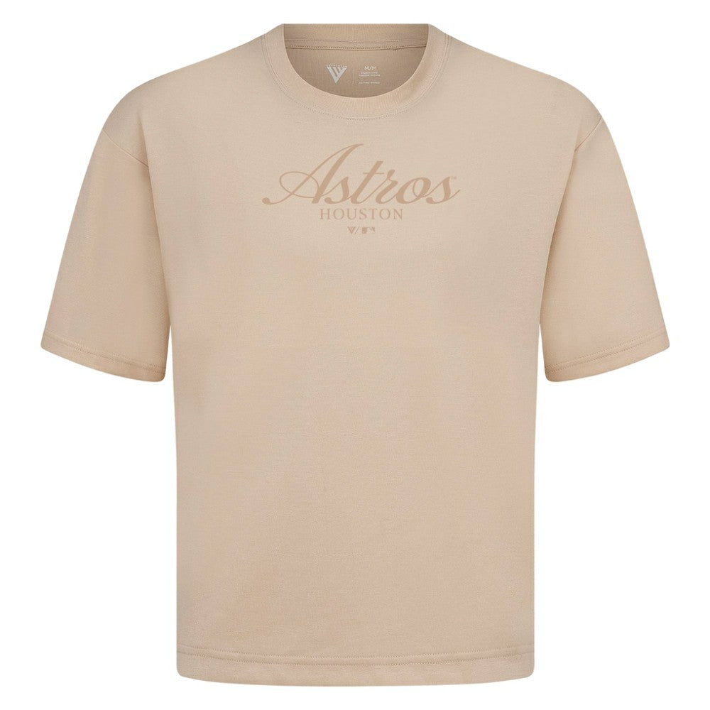 Houston Astros Levelwear Ethereal Oversized Luxe Signature Knit T-Shirt - Khaki
