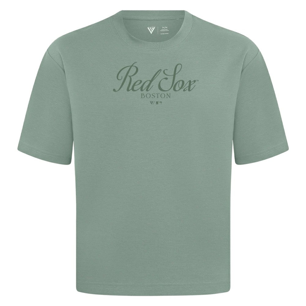 Boston Red Sox Levelwear Ethereal Oversized Luxe Signature Knit T-Shirt - Green