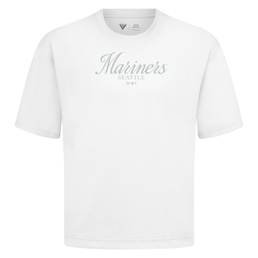 Seattle Mariners Levelwear Ethereal Oversized Luxe Signature Knit T-Shirt - White