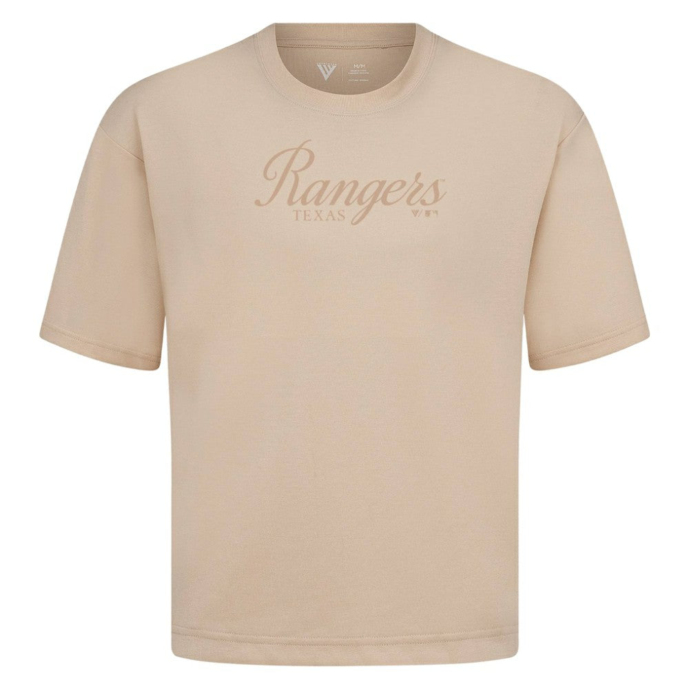 Texas Rangers Levelwear Ethereal Oversized Luxe Signature Knit T-Shirt - Khaki