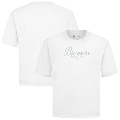 Milwaukee Brewers Levelwear Ethereal Oversized Luxe Signature Knit T-Shirt - White