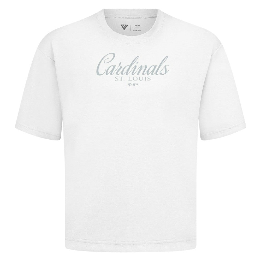 St. Louis Cardinals Levelwear Ethereal Oversized Luxe Signature Knit T-Shirt - White