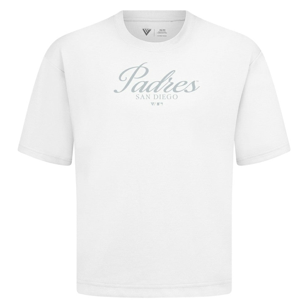 San Diego Padres Levelwear Ethereal Oversized Luxe Signature Knit T-Shirt - White