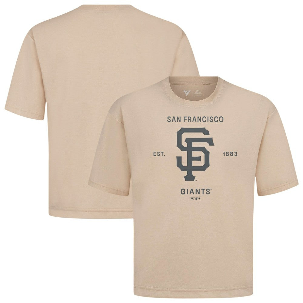 San Francisco Giants Levelwear Crossway Oversized Luxe Signature Knit T-Shirt - Khaki