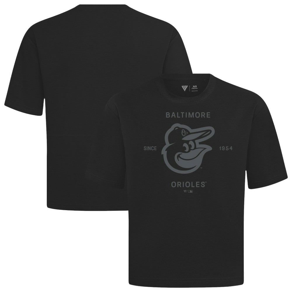 Baltimore Orioles Levelwear Crossway Oversized Luxe Signature Knit T-Shirt - Black