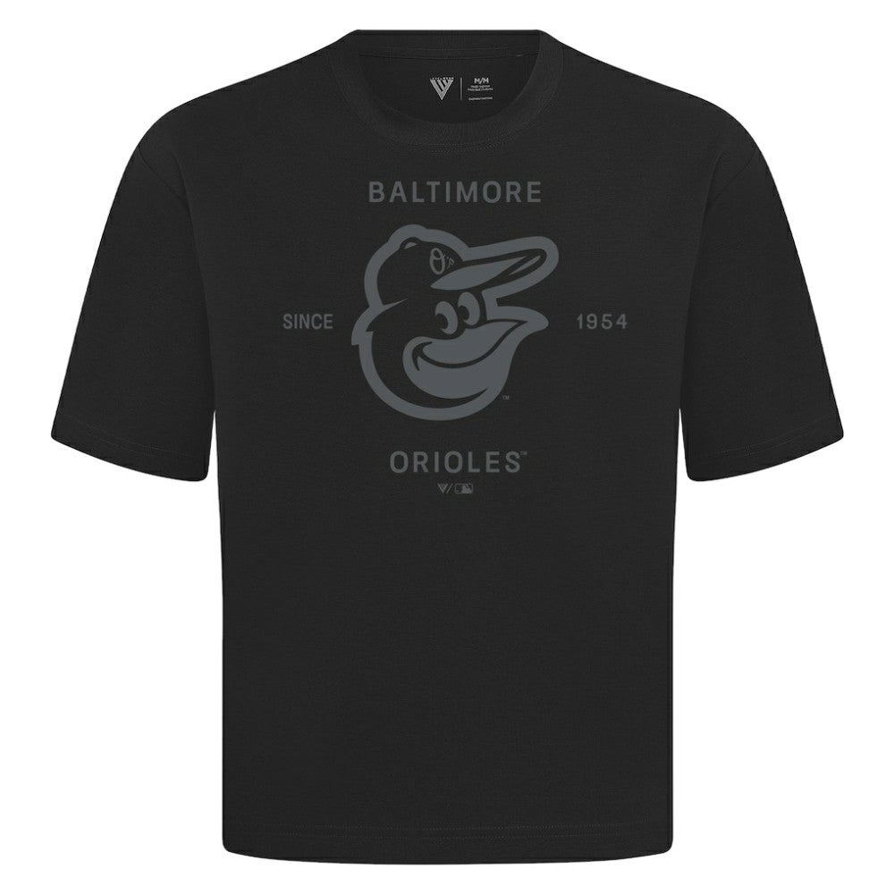 Baltimore Orioles Levelwear Crossway Oversized Luxe Signature Knit T-Shirt - Black