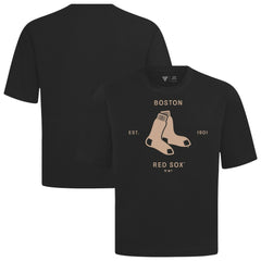 Boston Red Sox Levelwear Crossway Oversized Luxe Signature Knit T-Shirt - Black