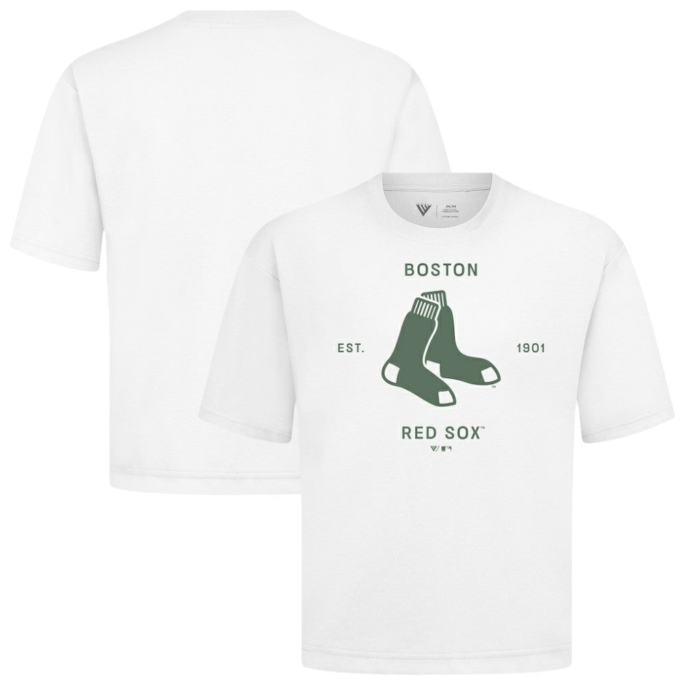 Boston Red Sox Levelwear Crossway Oversized Luxe Signature Knit T-Shirt - White