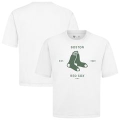 Boston Red Sox Levelwear Crossway Oversized Luxe Signature Knit T-Shirt - White
