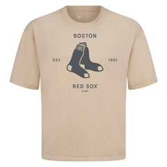 Boston Red Sox Levelwear Crossway Oversized Luxe Signature Knit T-Shirt - Khaki