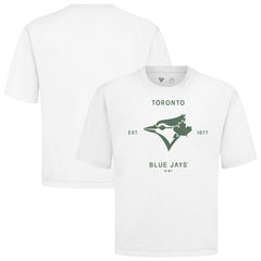 Toronto Blue Jays Levelwear Crossway Oversized Luxe Signature Knit T-Shirt - White