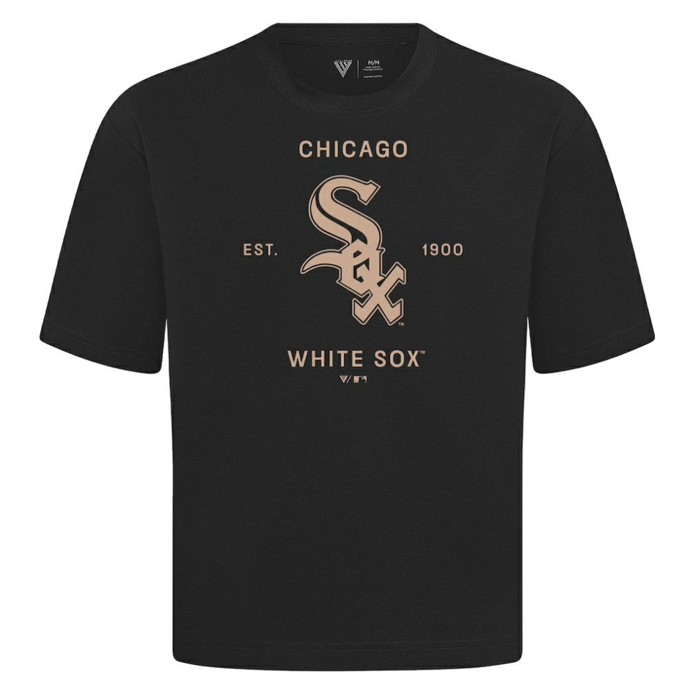 Chicago White Sox Levelwear Crossway Oversized Luxe Signature Knit T-Shirt - Black
