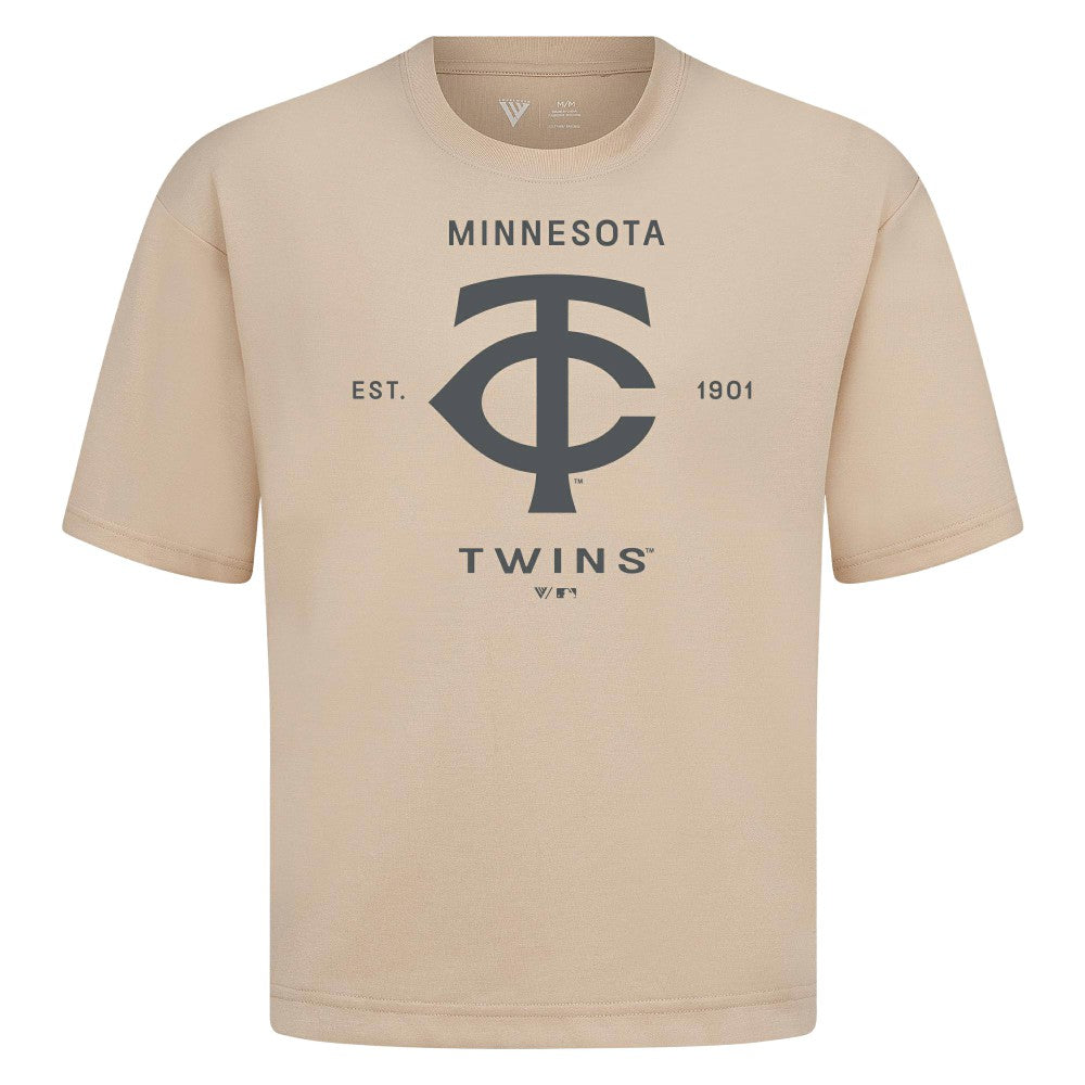 Minnesota Twins Levelwear Crossway Oversized Luxe Signature Knit T-Shirt - Khaki