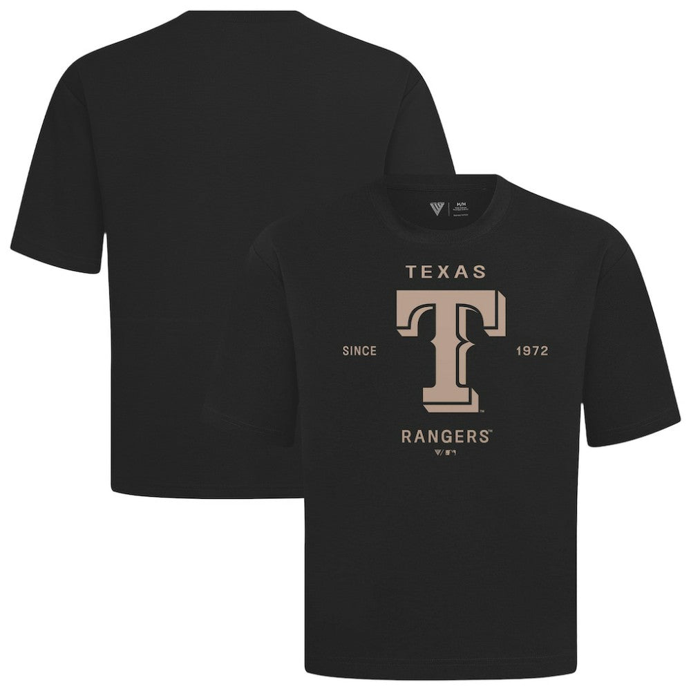 Texas Rangers Levelwear Crossway Oversized Luxe Signature Knit T-Shirt - Black