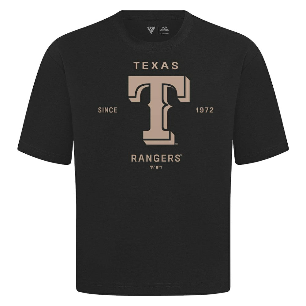 Texas Rangers Levelwear Crossway Oversized Luxe Signature Knit T-Shirt - Black