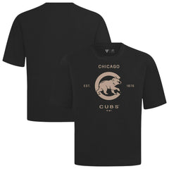 Chicago Cubs Levelwear Crossway Oversized Luxe Signature Knit T-Shirt - Black