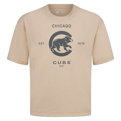 Chicago Cubs Levelwear Crossway Oversized Luxe Signature Knit T-Shirt - Khaki