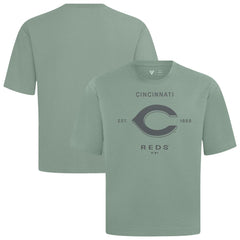 Cincinnati Reds Levelwear Crossway Oversized Luxe Signature Knit T-Shirt - Green