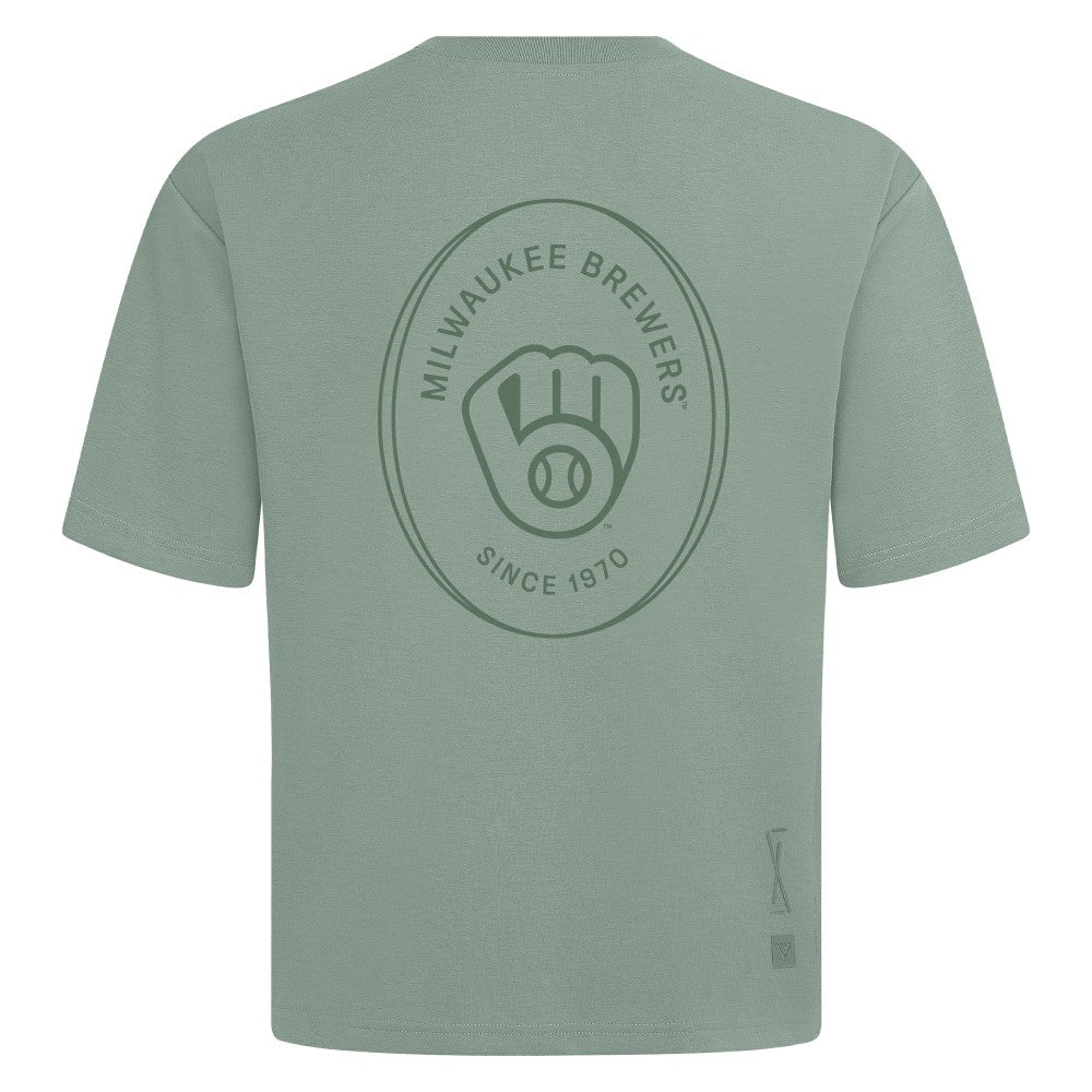 Milwaukee Brewers Levelwear Signet Oversized Luxe Signature Knit T-Shirt - Green