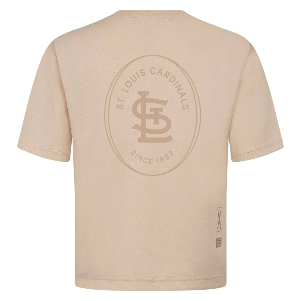 St. Louis Cardinals Levelwear Signet Oversized Luxe Signature Knit T-Shirt - Khaki