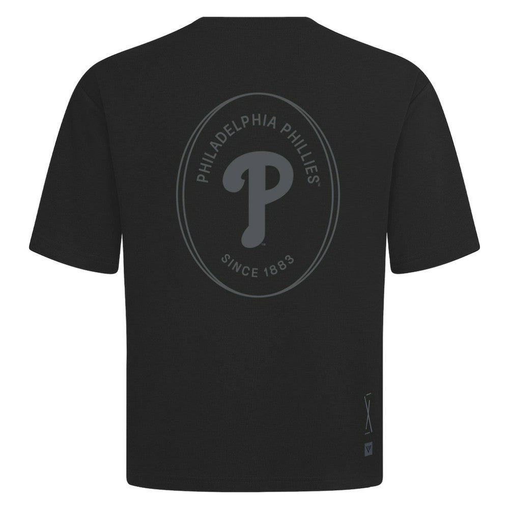 Philadelphia Phillies Levelwear Signet Oversized Luxe Signature Knit T-Shirt - Black