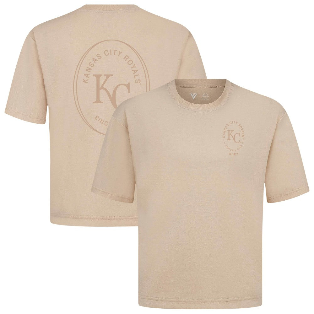 Kansas City Royals Levelwear Signet Oversized Luxe Signature Knit T-Shirt - Khaki