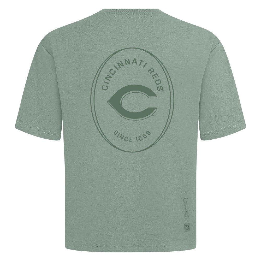 Cincinnati Reds Levelwear Register Oversized Luxe Signature Knit T-Shirt - Green